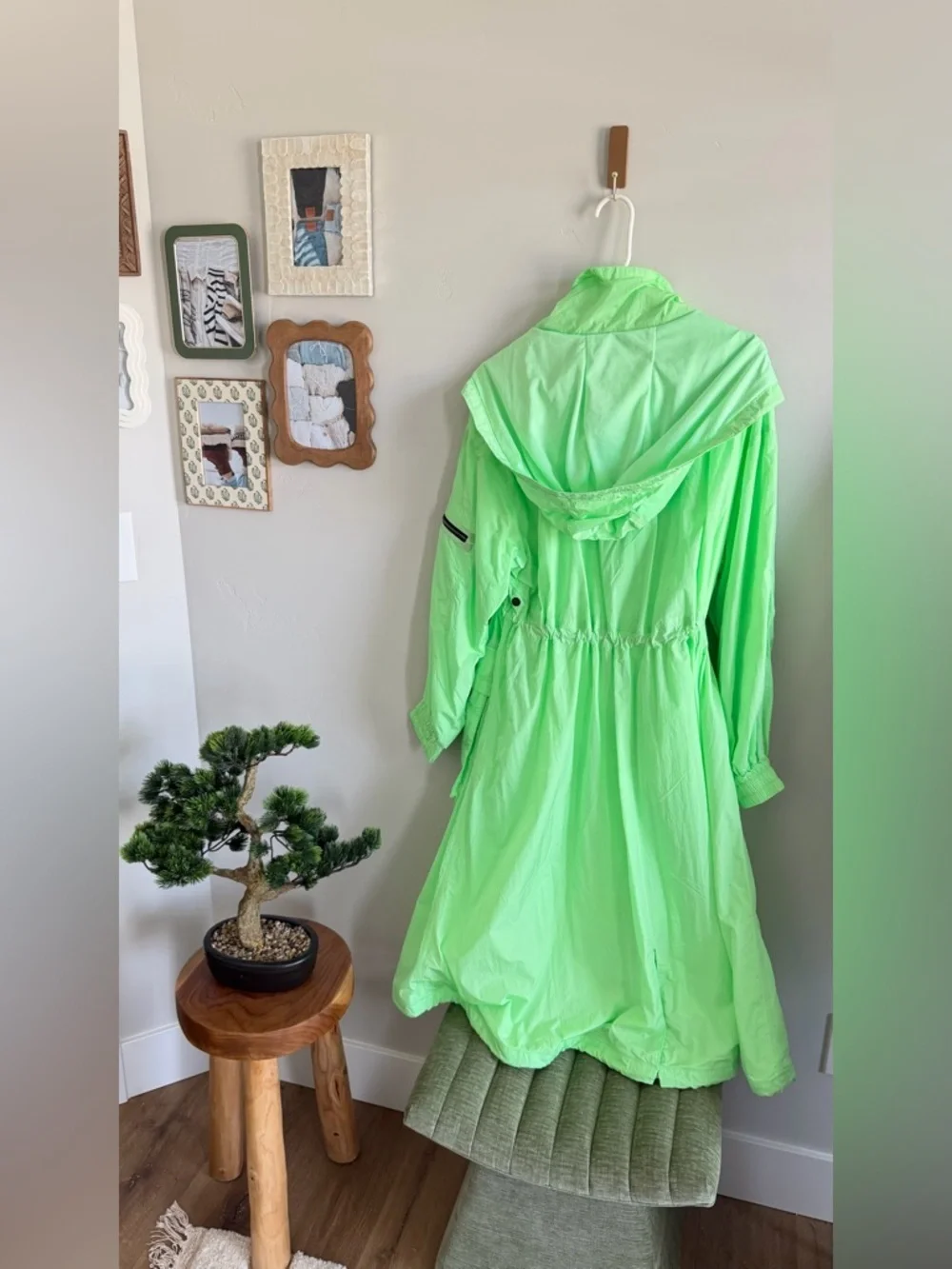 Free People Movement Aurora Maxi Windbreaker Parka in Neon Lime